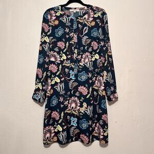 LOFT Woman's Floral Button Up Long Sleeve Dress‎ Size 6